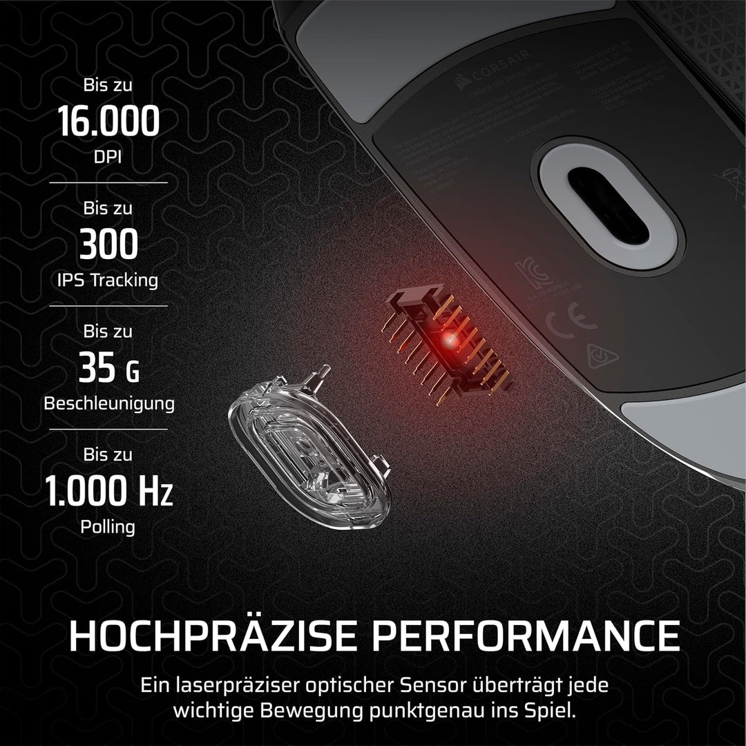 Corsair M55 Leichte FPS-Gaming-Maus mit Kabel – 16.000 DPI – Sechs Programmierbare Schaltflächen – T