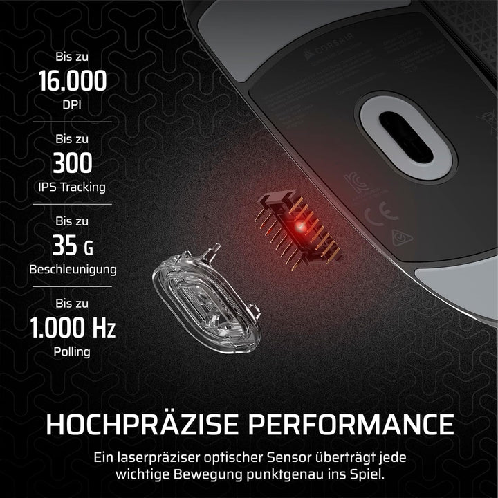 Corsair M55 Leichte FPS-Gaming-Maus mit Kabel – 16.000 DPI – Sechs Programmierbare Schaltflächen – T