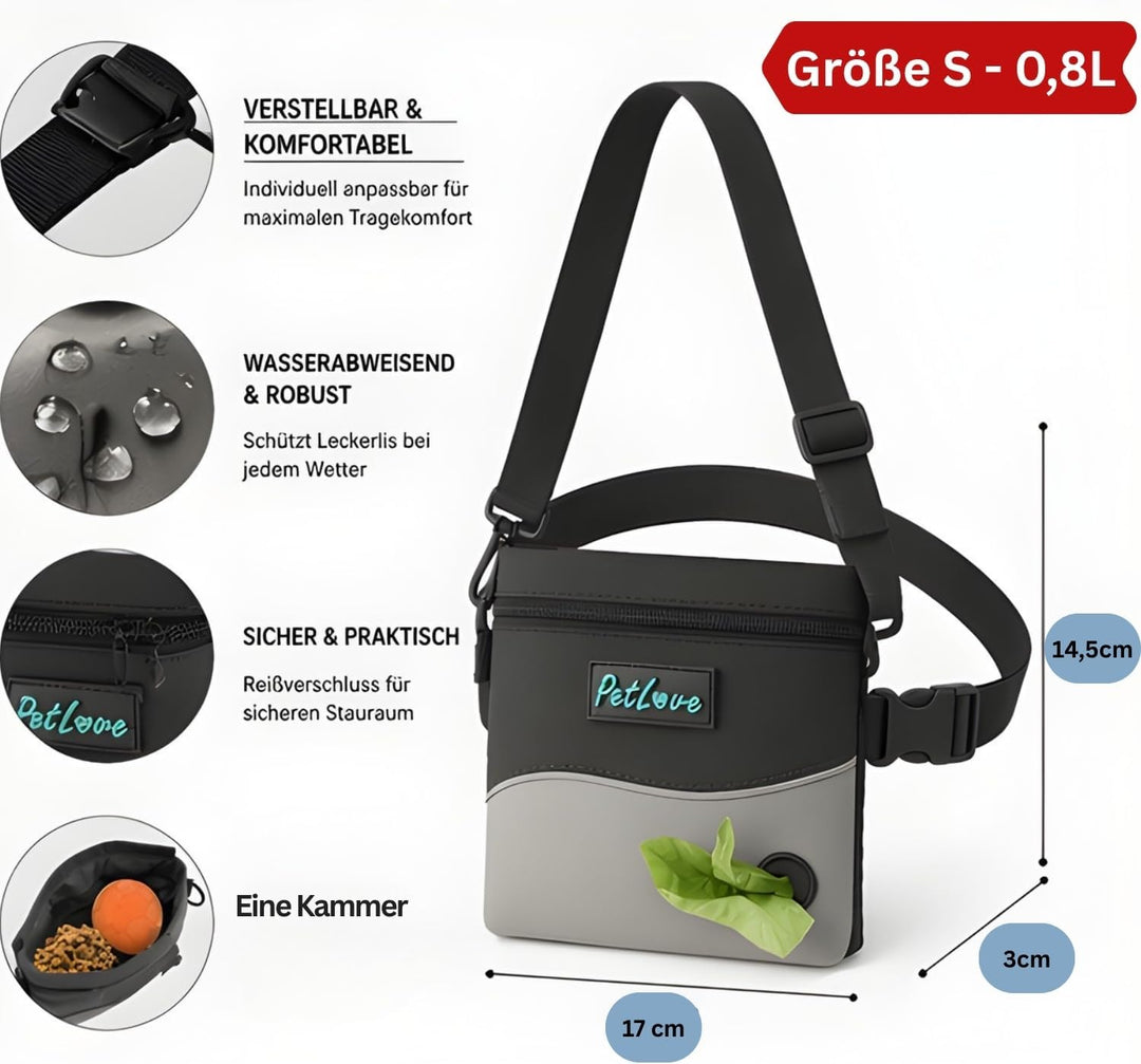 PetLove Leckerlibeutel für Hunde • Futterbeutel mit Magnetverschluss • Inklusive Kotbeutelspender &amp;