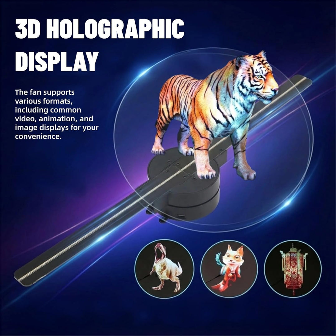 3D Holographic Projector WiFi 16.5 Inch 2000 X 224 with 224 LED Light Beads Hologram Fan LED Ceiling