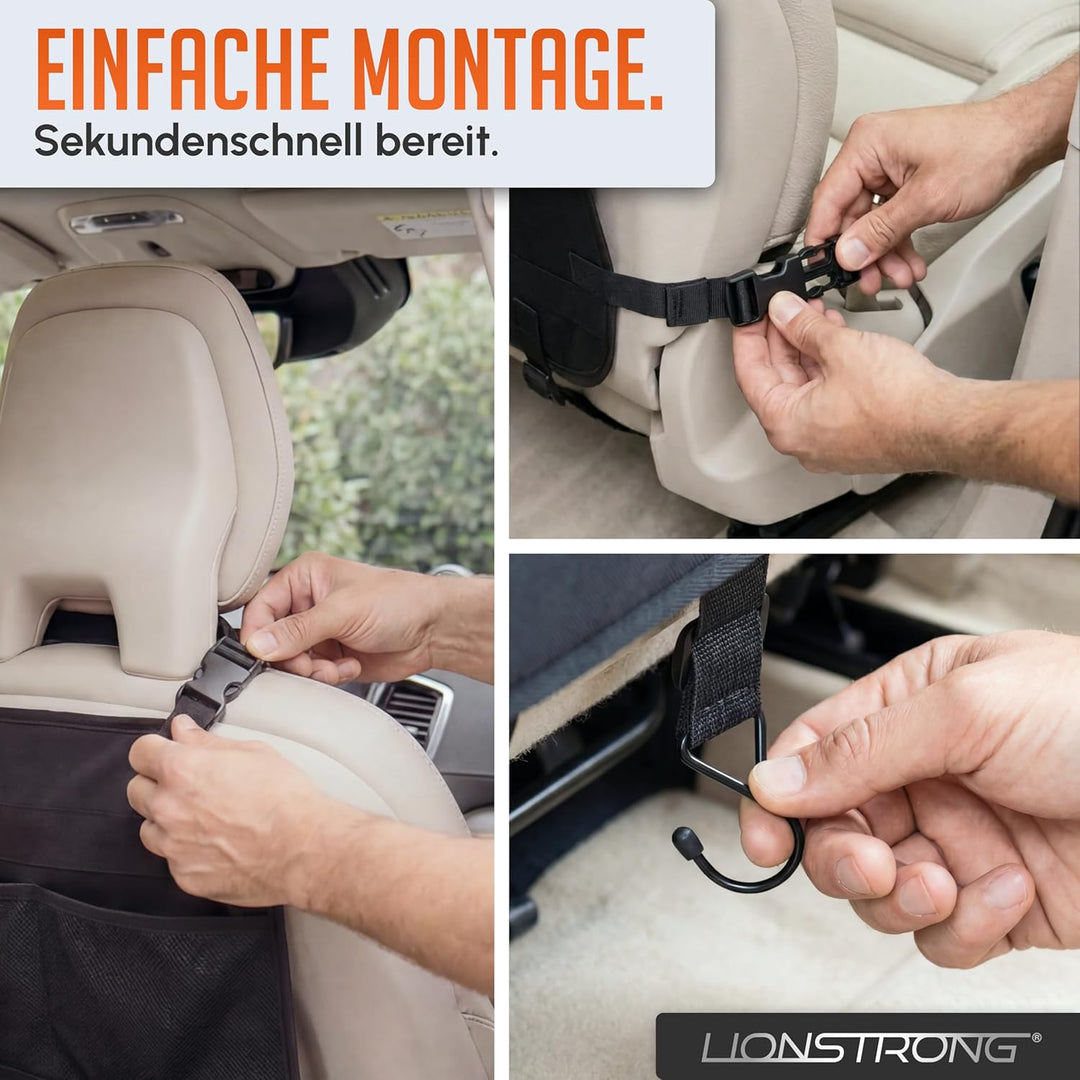 LIONSTRONG® Auto Organizer Kinder Rücksitz [wasserdicht] - Rückenlehnenschutz Auto Kinder - Autositz