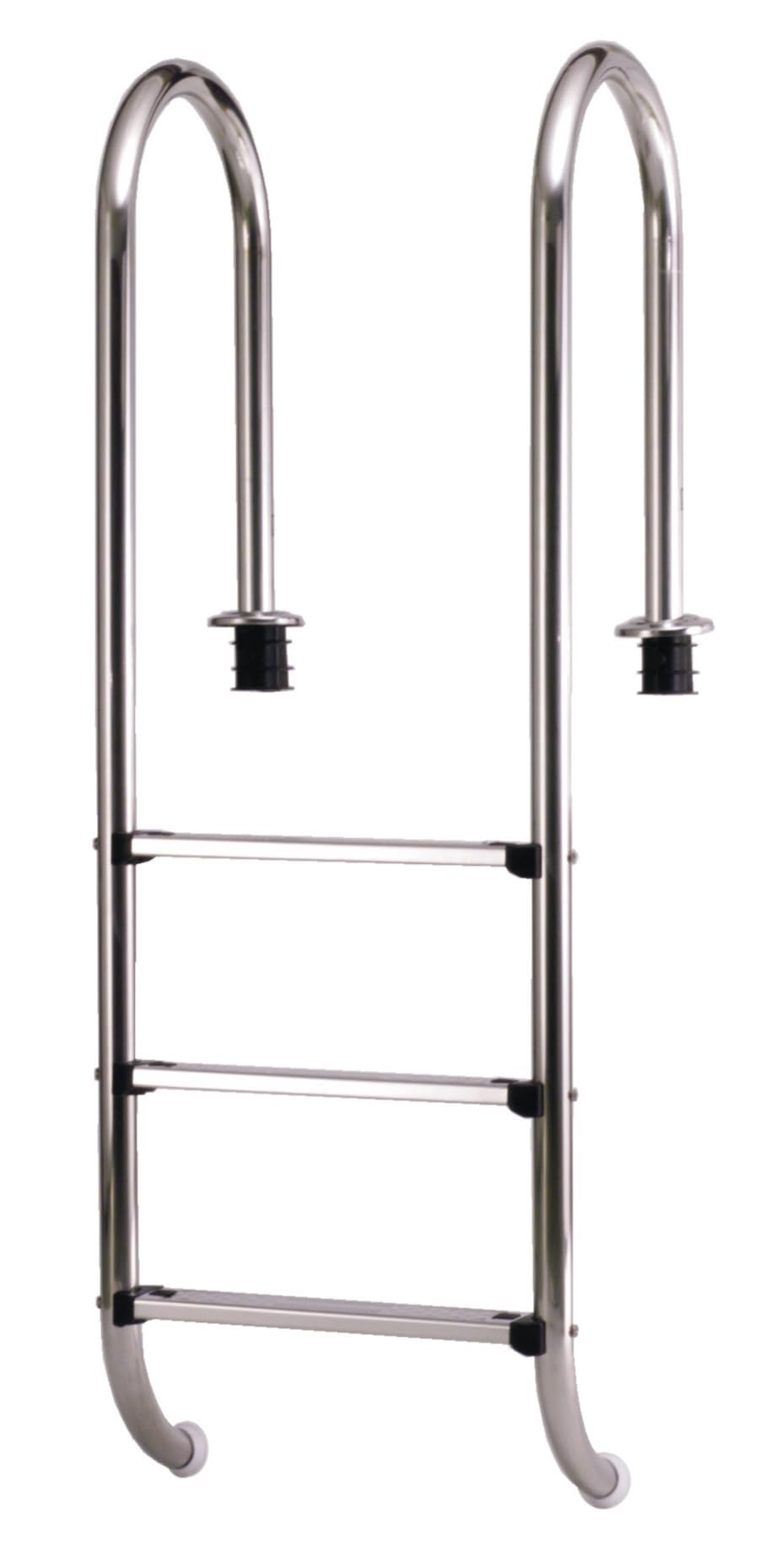 Steinbach Einbaubeckenleiter Edelstahl, 3-stufig, mit Ankersockel, für Beckentiefe 120 cm, schmale A