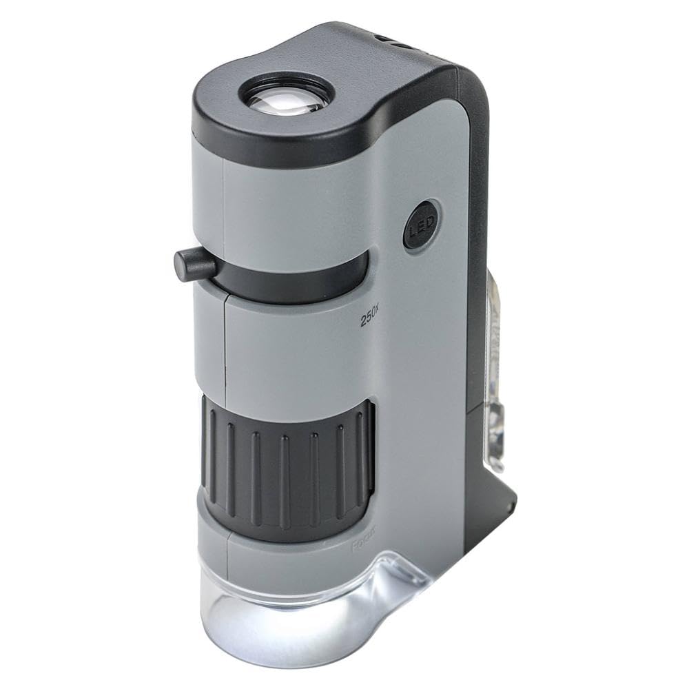 Carson MicroFlip 100x-250x Taschenmikroskop mit Smartphone-Adapter für Fotos und Videos (MP-250), Mi