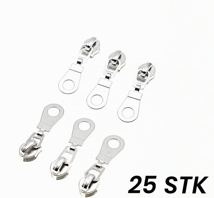 #5 Metallic Nylonspulen-Reissverschlüsse Meterware 10 Yards wein rotes Klebeband mit 25 Stück Silber