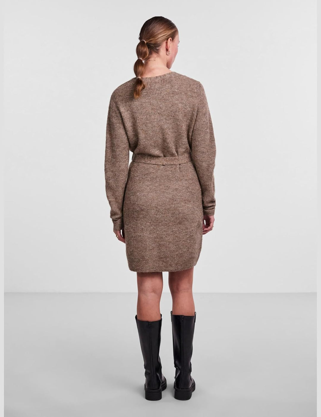PIECES Damen Pcellen Ls Wrap Knit Dress Noos Bc XL Fossil, XL Fossil