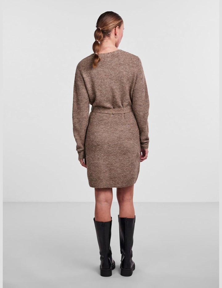 PIECES Damen Pcellen Ls Wrap Knit Dress Noos Bc XL Fossil, XL Fossil