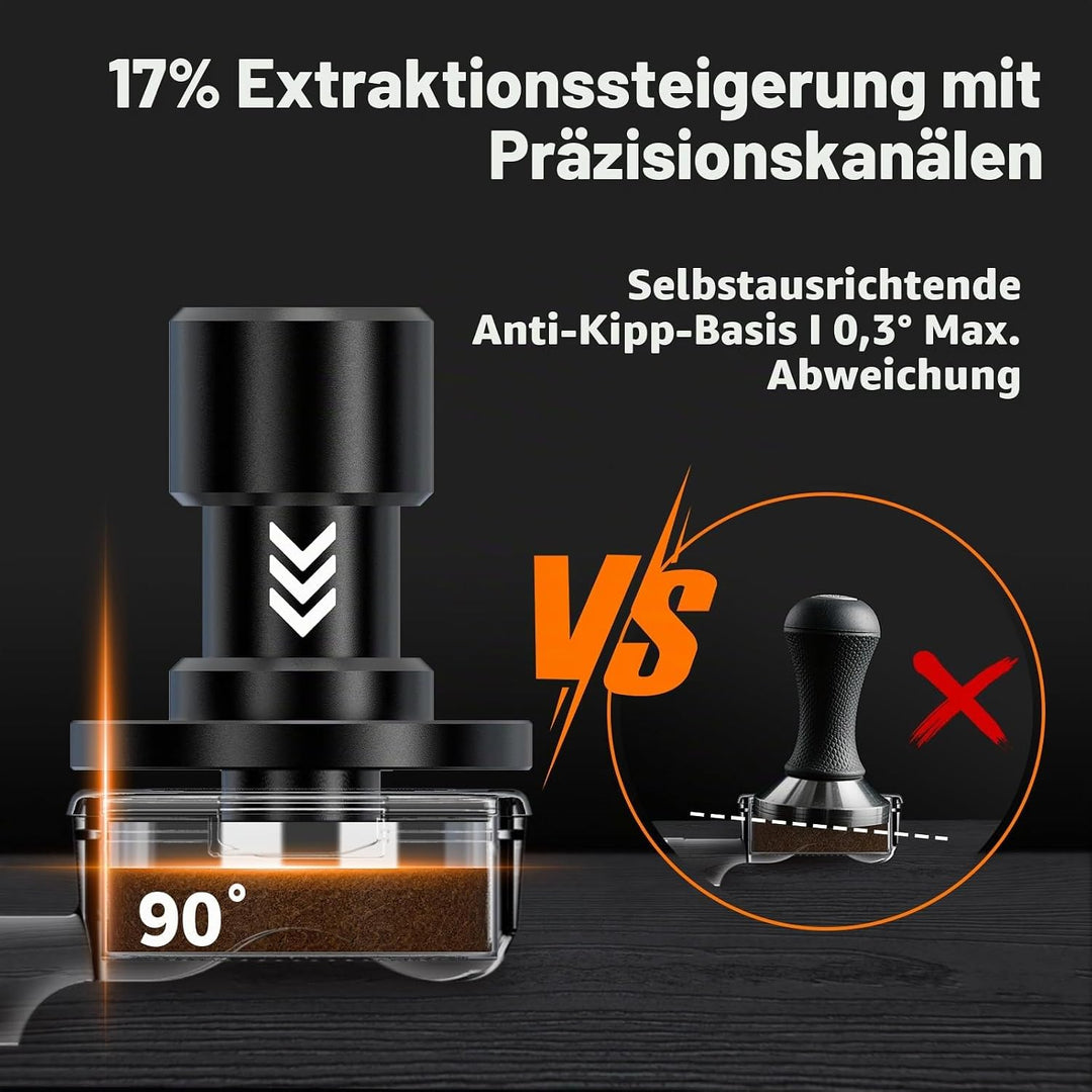 IKAPE 53,3 mm V6 Impact Espresso Tamper mit akustischer Rückmeldung, austauschbaren Federn (15 lb/30