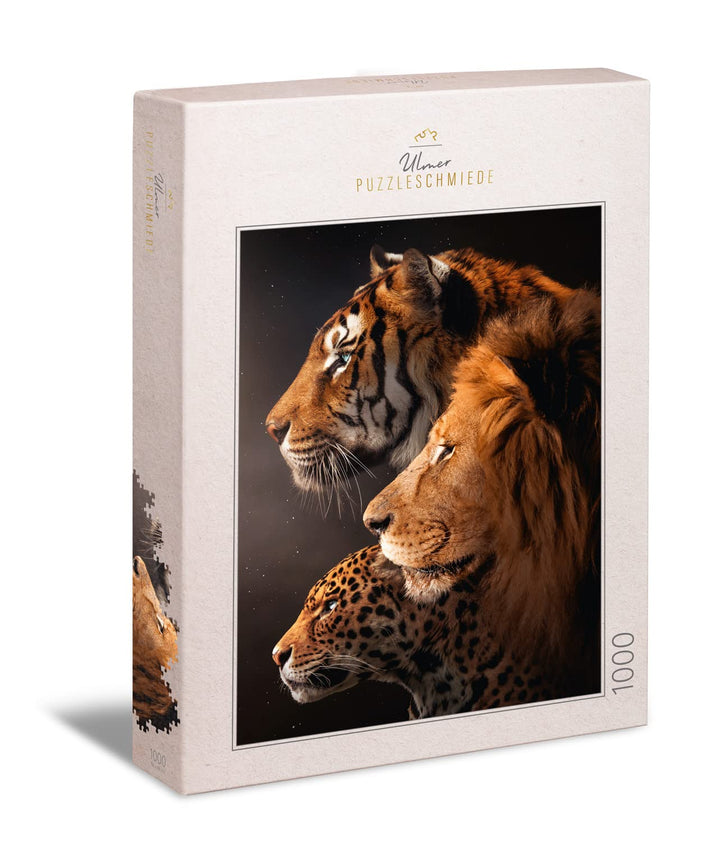 Ulmer Puzzleschmiede - Puzzle The Big Three“ - Imposantes Raubkatzen-Motiv mit Tiger, Löwe und Leopa