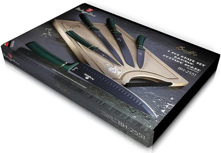 N / A 6-Tlg Messerset Messer-Set mit Schneidebrett BERLINGER HAUS METALLIC EMERALD LINE BH-2551