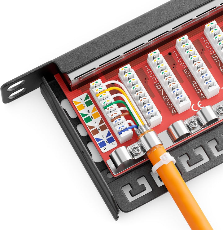 deleyCON CAT 6a 0,5 HE Patchpanel Mini Verteilerfeld 12 Port - Desktop 10" Zoll Rackeinbau Servermon