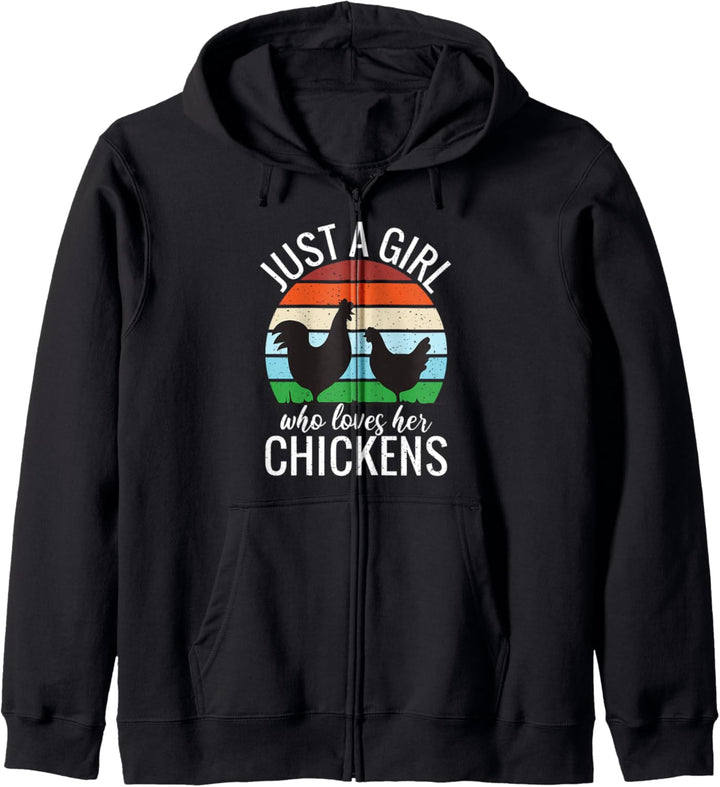Just a Girl Who Loves Chickens Retro Vintage Huhn Kapuzenjacke