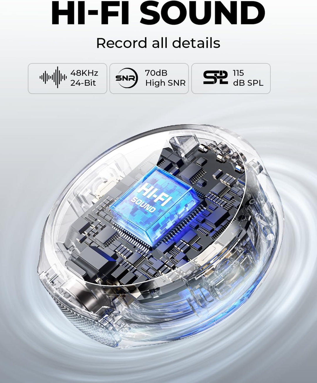 Hollyland Lark M2 Wireless Lavalier Mikrofon für iPhone Lightning MFi-Zertifiziert, 48kHz/24 bit Hi-