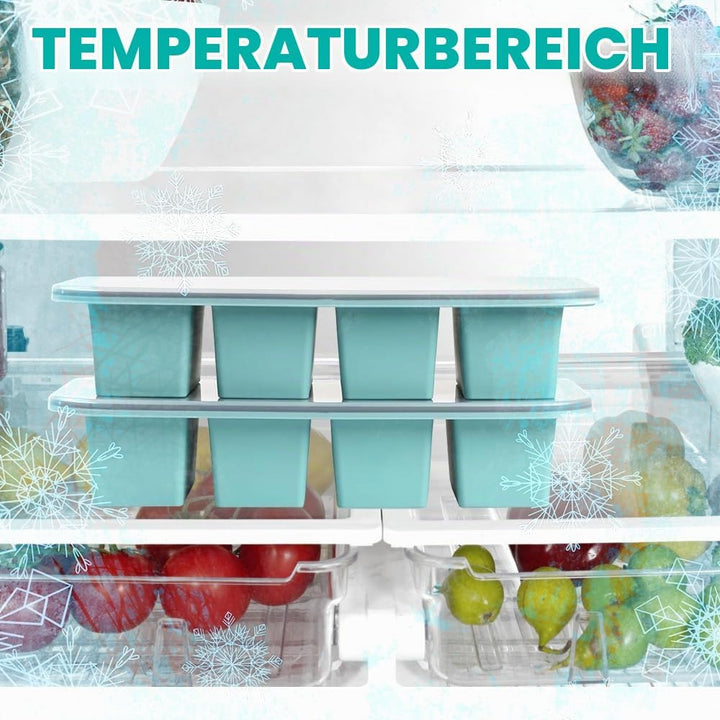 2Stück Suppen Einfrieren Behälter, Silikon Gefrierform Suppe mit Deckel 4 Gitter, 250ml Silikon Gefr
