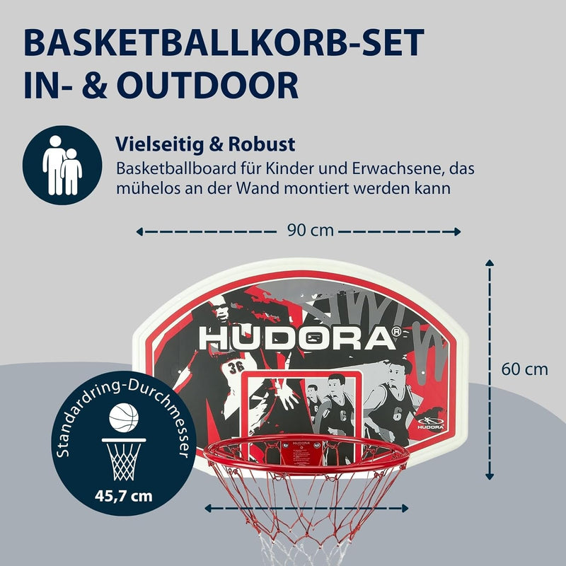 HUDORA Basketballkorb-Set In-/Outdoor - Basketball-Board - 71621