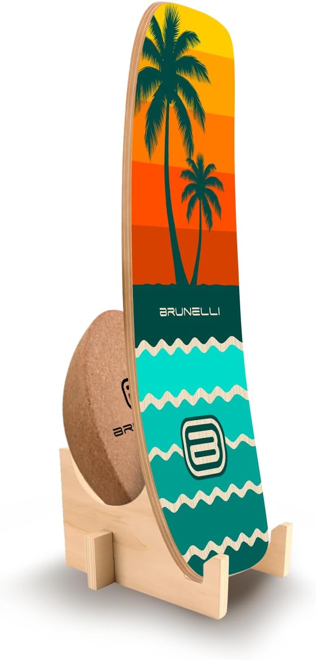 Brunelli Balance Board Holz Komplettset - Balanceboard mit Rolle & Halbkugel Gleichgewicht Core Trai