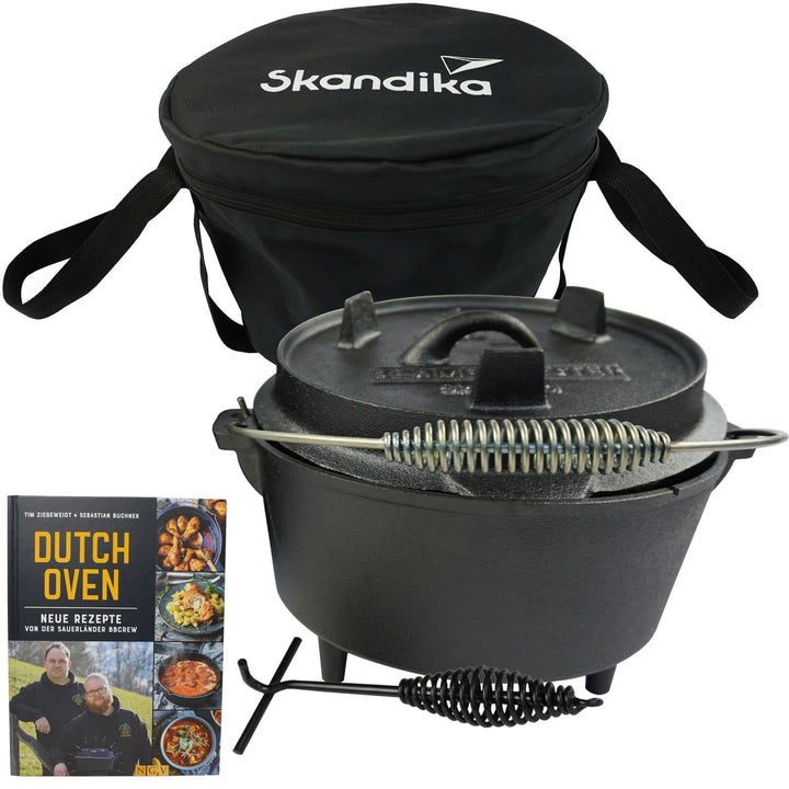 Skandika Dutch Oven Flame Master 7,1 L | Gusseisen Topf zum Kochen, inkl. Rezeptbuch der Sauerländer