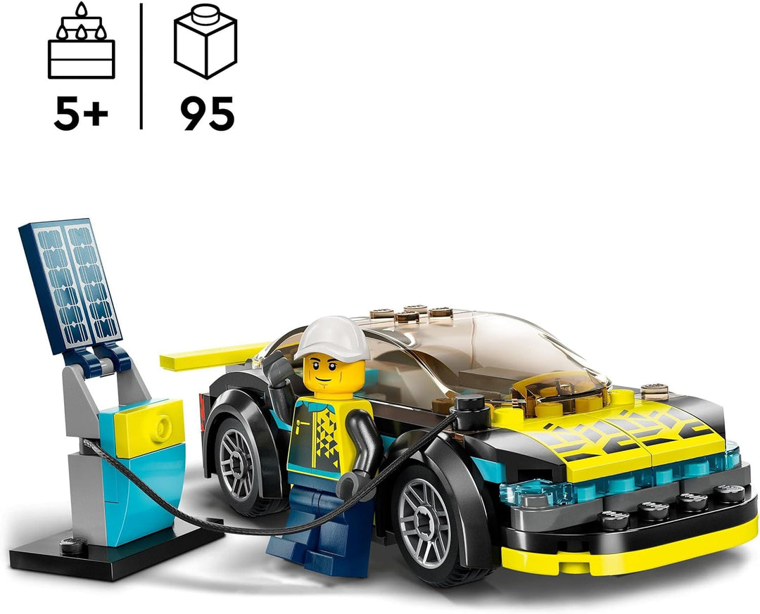LEGO 60383 City Elektro-Sportwagen Set, Rennwagen mit Minifigur, Spielzeugauto für Jungen und Mädche