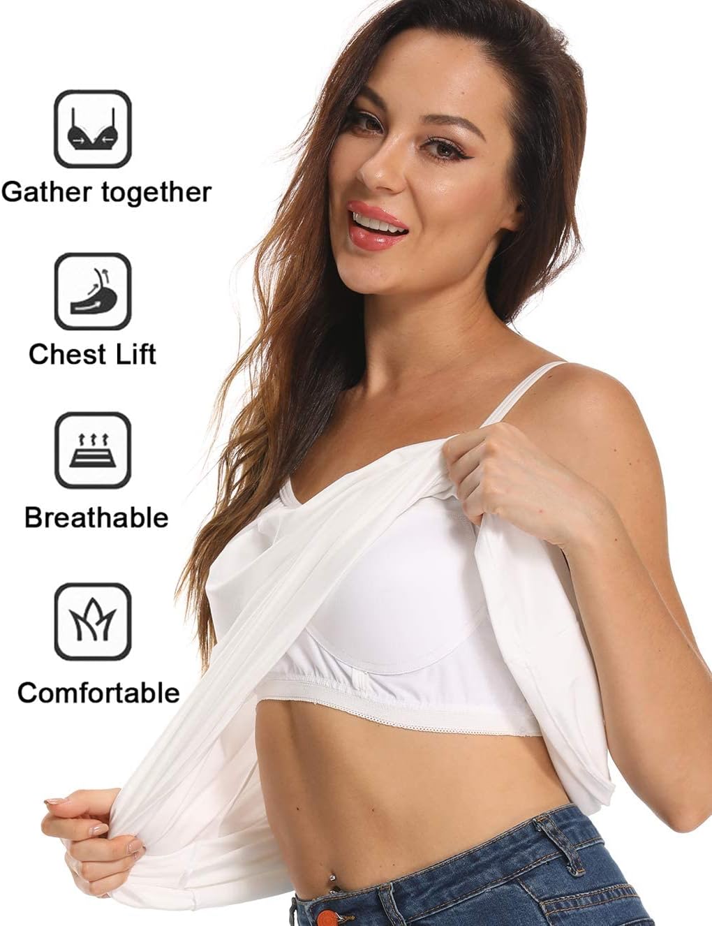STARBILD Damen Top Mit Unterhemd BH-Hemd Basic Tank Tops U-Ausschnitt Oberteile Bequeme Frauen Shirt