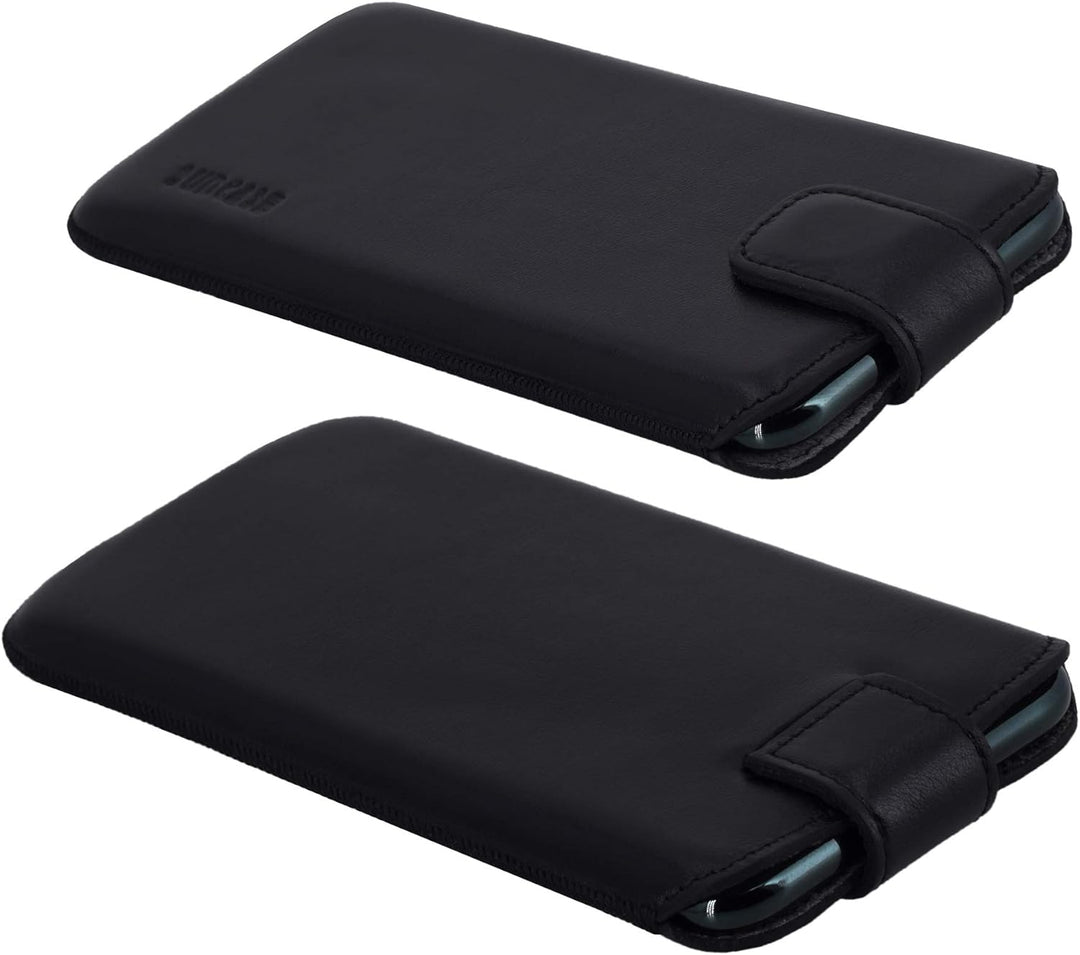 Suncase ECHT Ledertasche Leder Etui *Slim-Edition* für Swissvoice G50 Leder Hülle Handytasche (mit R
