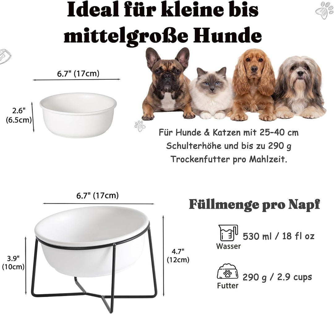 Hundenapf Keramik - Futternapf Hund Katzennapf - Futterstation Hund Katzen Erhöht mit Ständer - Fres