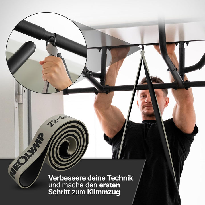 NEOLYMP Klimmzugstange Türrahmen ohne Schrauben – verstellbare Pull Up Bar zum Einhängen, passt in j