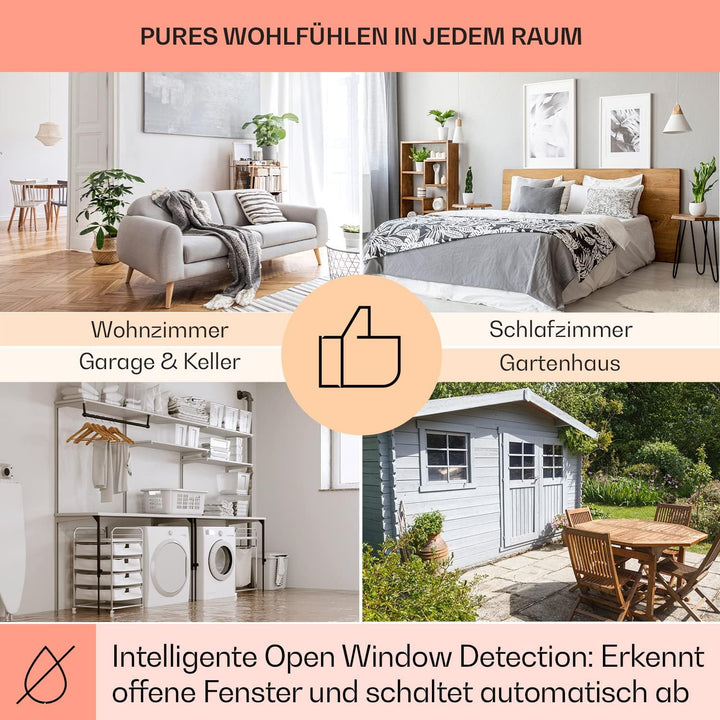 Klarstein Infrarotheizung, Infrarotheizung mit Thermostat, Heizung mit Erkennung Offener Fenster und