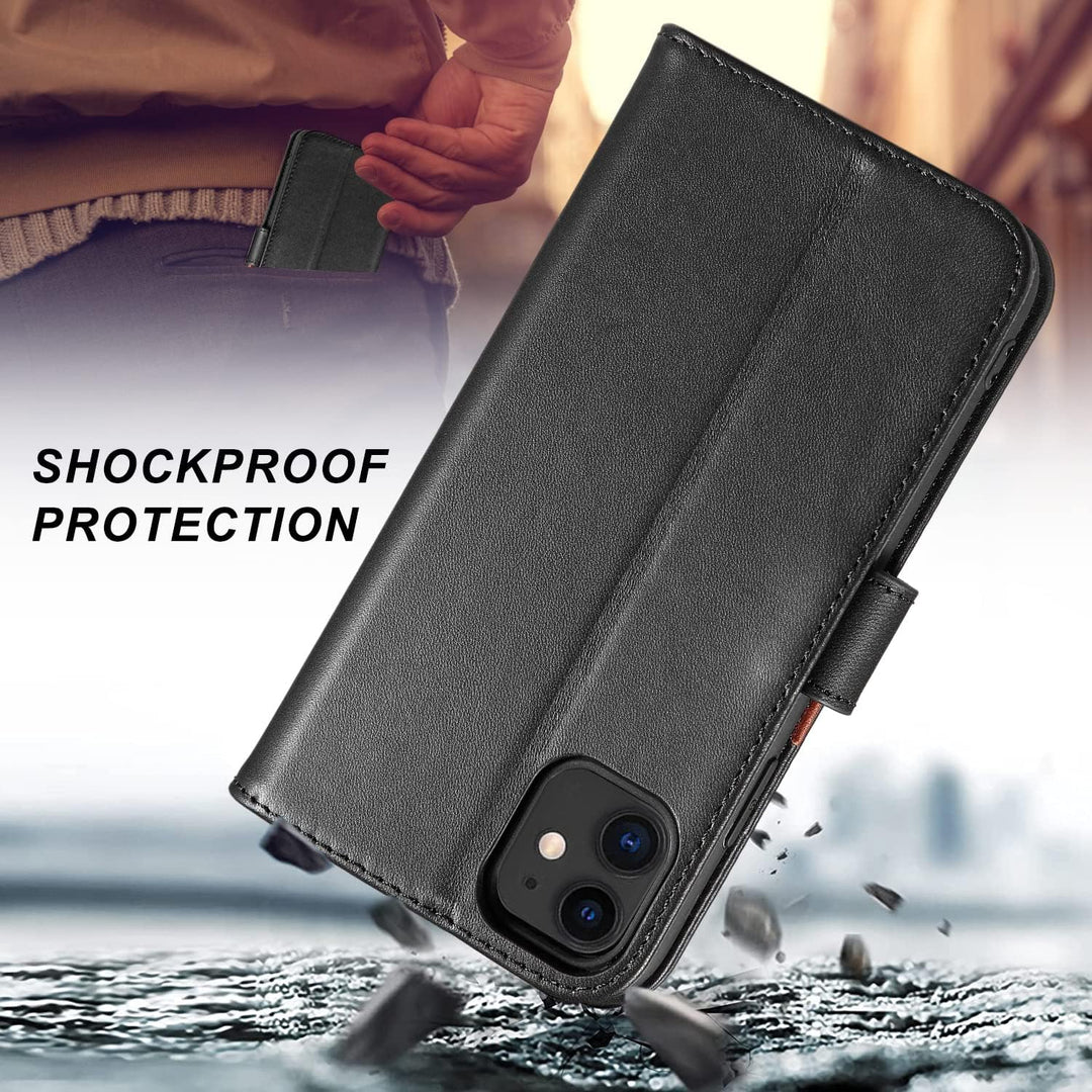 LENSUN Echtleder Hülle für iPhone 11, Handyhülle [Echtes Leder][Magnetverschluss][RFID Schutz] Handy
