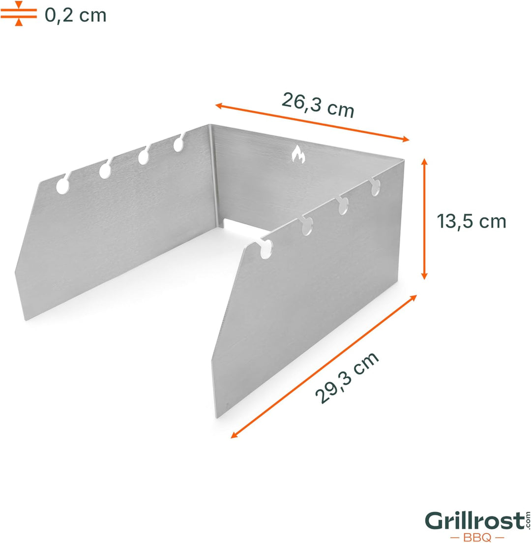 Grillrost.com Das Original Edelstahl Windschutz und Spiesshalter | für alle Rösle Grills - massiv &