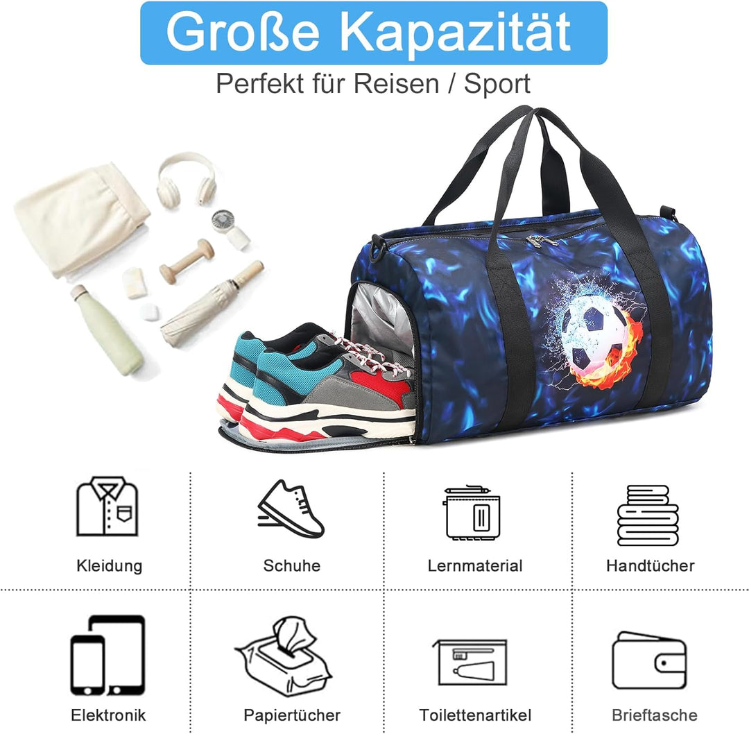 LEDAOU Sporttasche Kinder Schwimmtasche Jungen Damen mit Schuhfach und Nassfach Badetasche Teenager