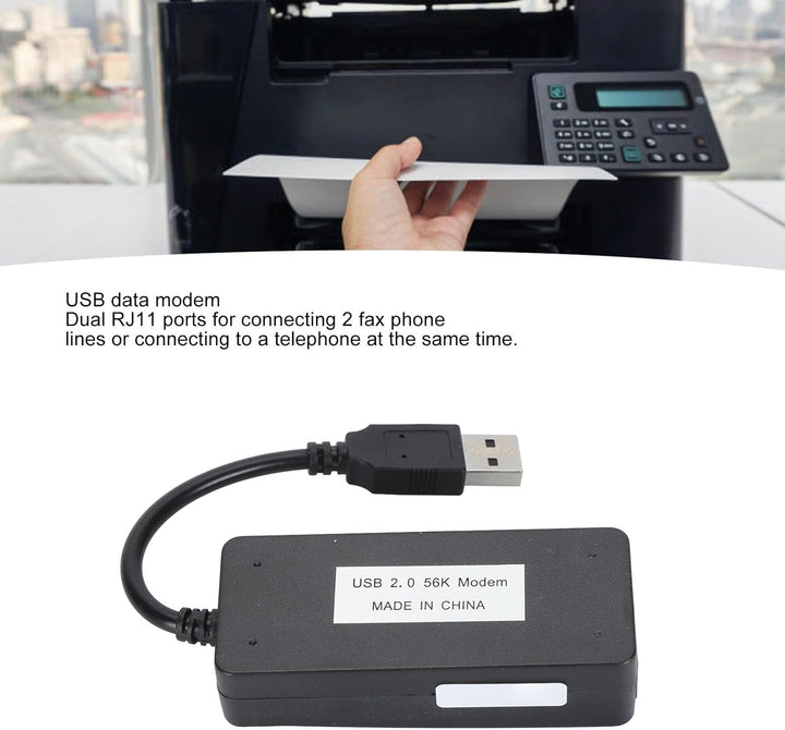 Externes USB-56K-DFÜ-Faxdatenmodem mit RJ11-Kabel für 98/2000/XP/Vista, für 11/10/8/7, 32/64 Bit, fü