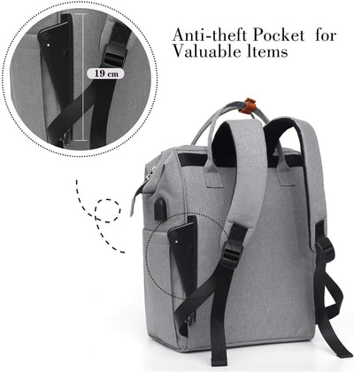 Rucksack Damen, Laptop Rucksack für 15.6 Zoll Laptop Schulrucksack mit USB Ladeanschluss für Arbeit