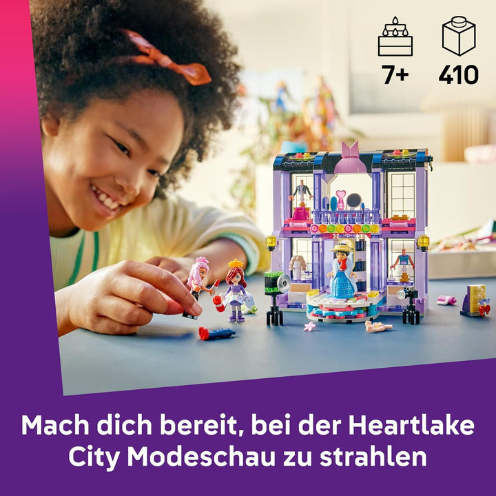 LEGO Friends Modeschau in Heartlake City - Verkleidungsspiel mit 3 Mini Puppen, Laufsteg, anpassbare