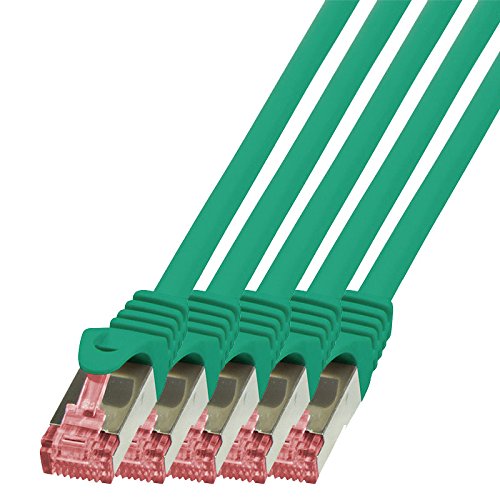 BIGtec LAN Kabel 5 Stück 10m Netzwerkkabel Ethernet Internet Patchkabel CAT.6 grün Gigabit SFTP dopp