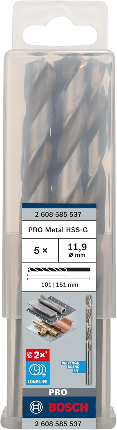 Bosch Professional Metallbohrer HSS-G geschliffen (5 Stück, Ø 11,9 mm) Durchmesser: 11.9/Gesamtlänge