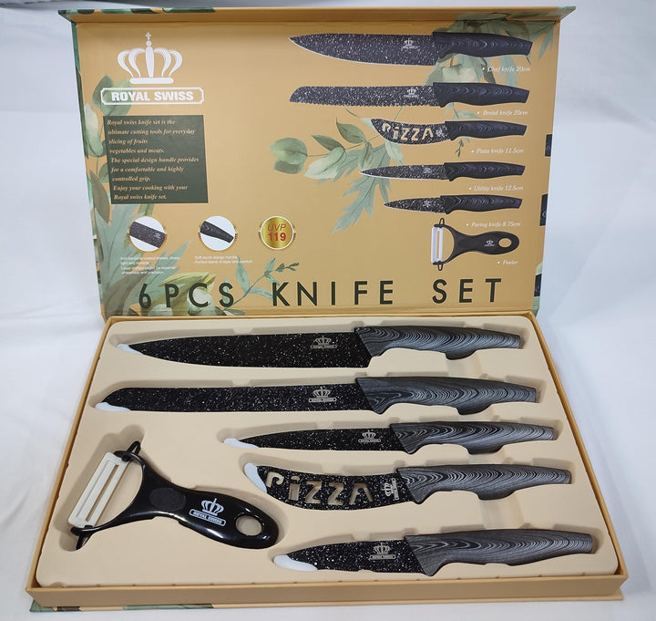 Royal Swiss Switzerland Messer Set - Chefmesser - Brotmesser -Universalmesser - Pizzamesser - Schälm
