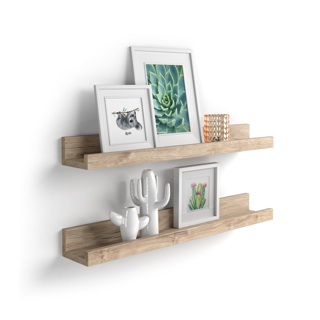MOBILI FIVER, 2er-Set First Bilderregale, 60 cm, Eiche, Made In Italy 60 x 13 x 8 cm Eiche, 60 x 13