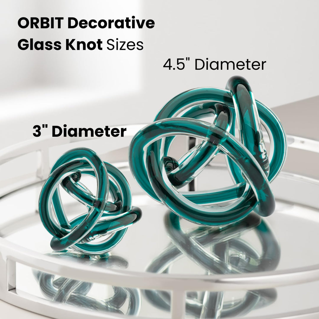 Torre & Tagus Orbit mundgeblasene Glas-Skulptur mit Unendlichkeitsknoten, 7,6 cm, Glaskunst, Deko-Ku