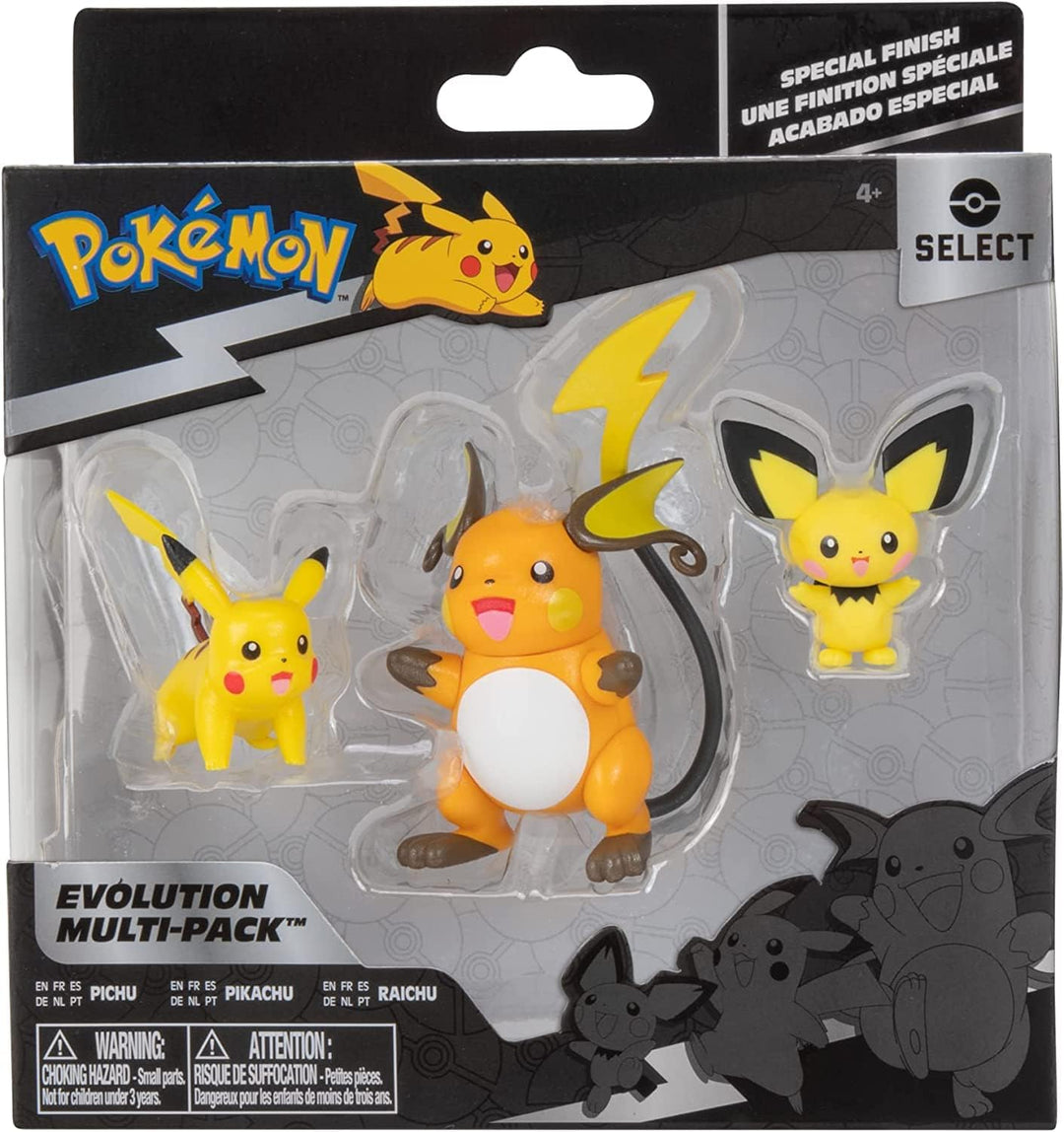 Pokémon PKW2778 - Select Entwicklungs Multipacks - Pichu, Pikachu, Raichu, offizielles Pokémon Entwi