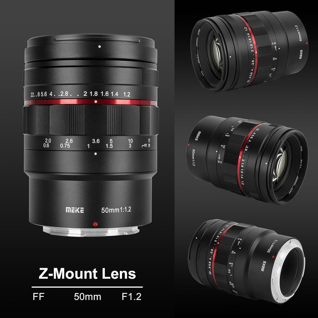 Meike MK-50 mm F1.2 grosse Blende Vollrahmen manueller Fokus Fixobjektiv für Z-Mount Z5 Z6 Z7 Z50