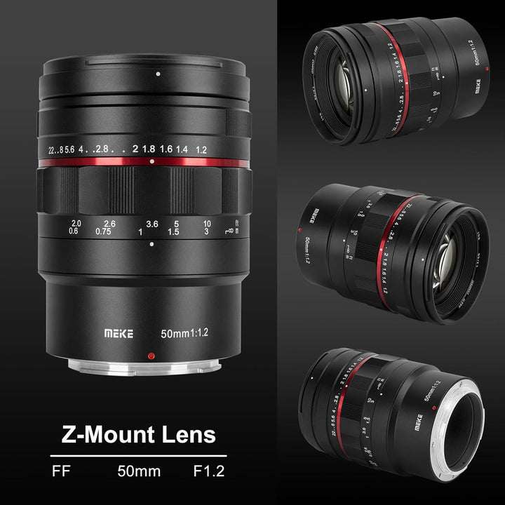 Meike MK-50 mm F1.2 grosse Blende Vollrahmen manueller Fokus Fixobjektiv für Z-Mount Z5 Z6 Z7 Z50