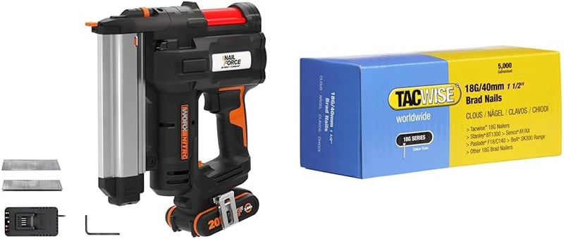 WORX WX840 NITRO NailForce Akku Nagler und Tacker 20V - 2-IN-1 Funktionen als Bolzensetzgerät & TACW