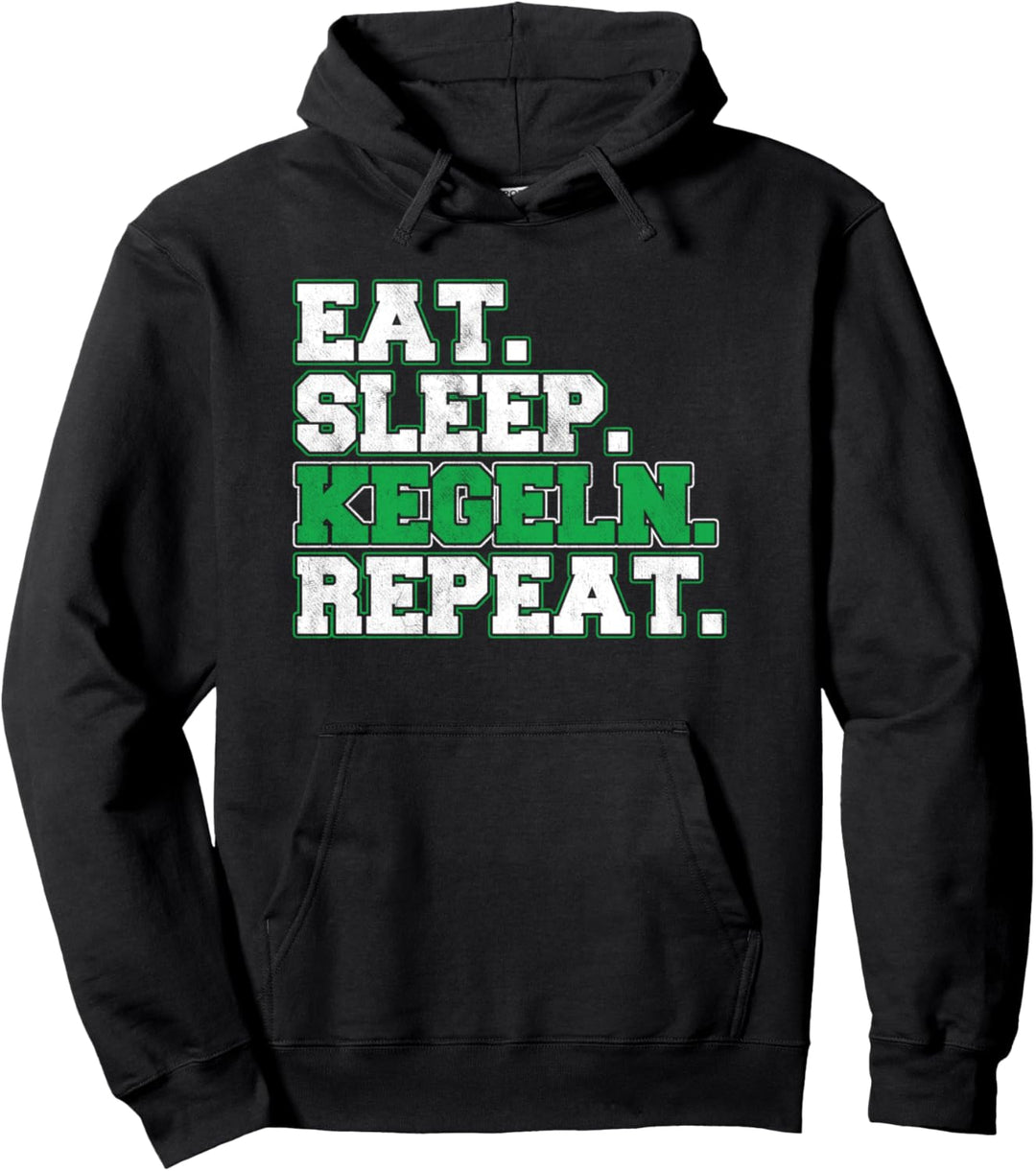 Essen Schlafen Kegeln Keglerin Kegler Kegelbahn Pin Geschenk Pullover Hoodie