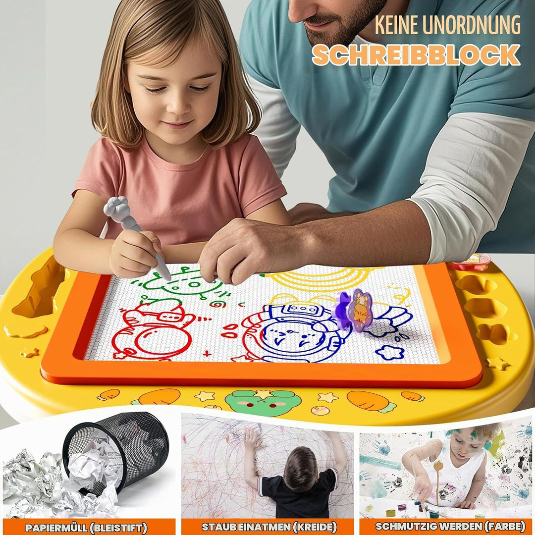 XL Magnetische Zaubertafel für Kinder, Maltafel mit Stempel &amp; Stift, Lernspielzeug &amp; Reisegrösse, Ge