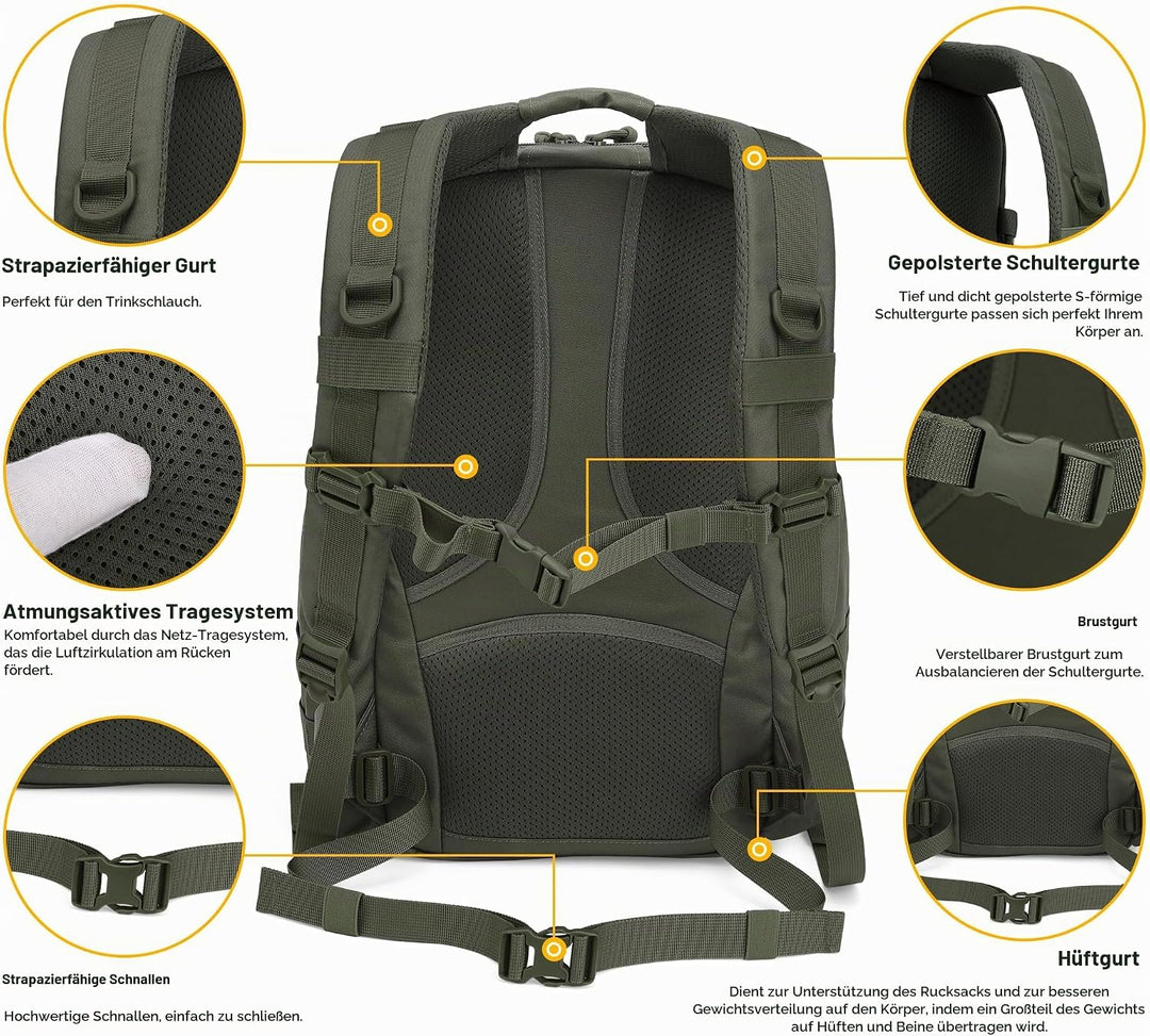 Mardingtop 25L/40L Taktischer Rucksack Herren Wanderrucksack mit MOLLE-System Militär Rucksack, Tact