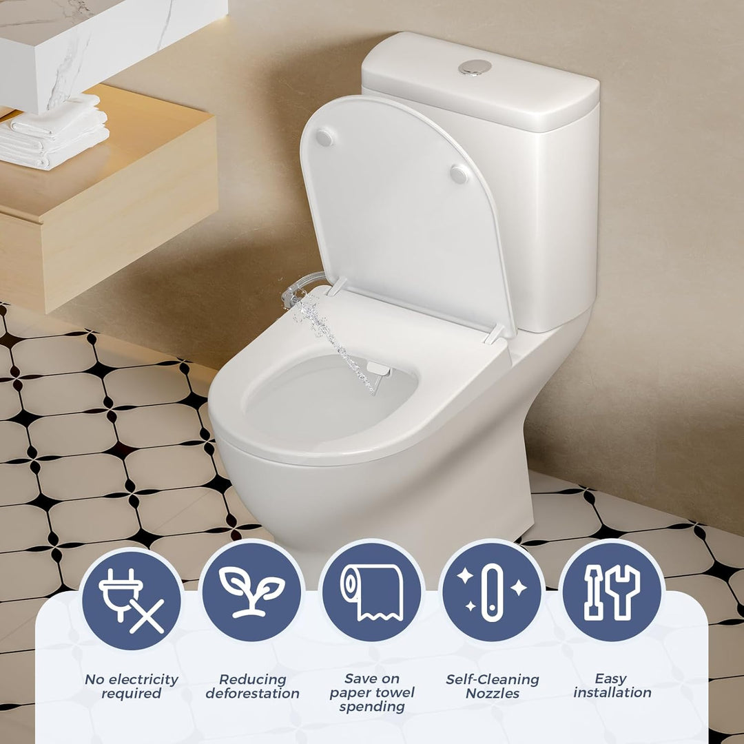 SAMODRA WC Sitz D Form mit Absenkautomatik - Bidet Toilettensitz - Dusch WC Aufsatz Bidet Japanische