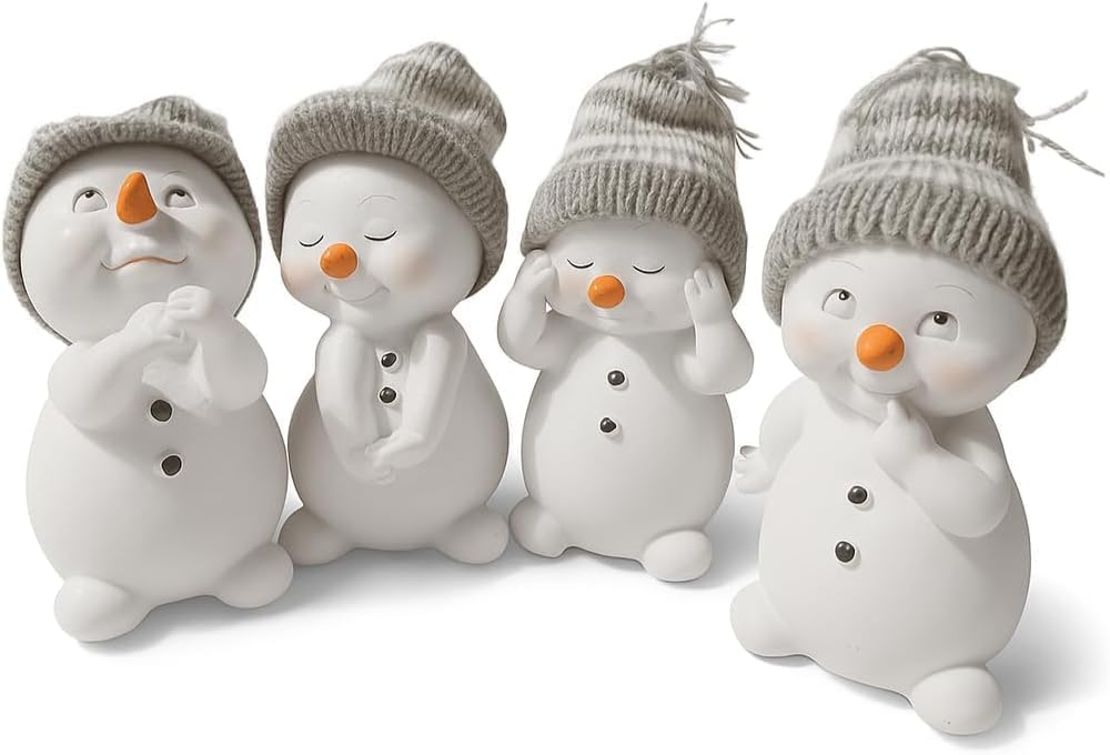 khevga Weihnachtsdeko Deko-Figuren Schneemann im 4er Masse ca. 6x6x11 cm Grau, Grau