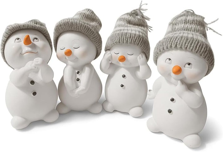 khevga Weihnachtsdeko Deko-Figuren Schneemann im 4er Masse ca. 6x6x11 cm Grau, Grau