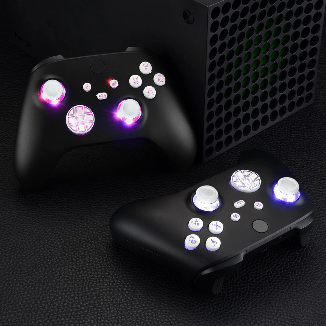 eXtremeRate Leuchttasten für Xbox Series X/S Controller, Custom Ersatz Knöpfe DTF LED Kit Tasten D-p