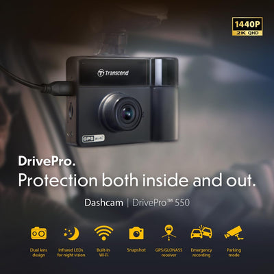 Transcend DrivePro 550B Dashcam mit GPS Blickwinkel horizontal max.=150° 12 V, 24V WLAN, Akku, Inne