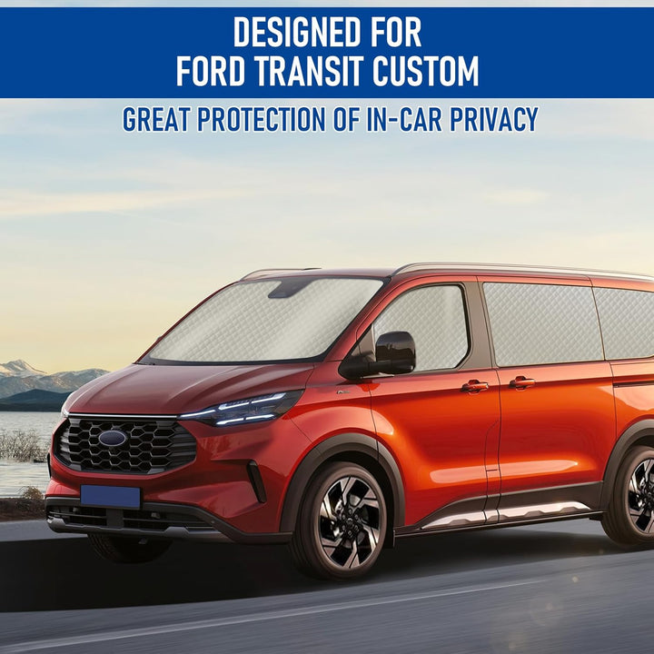 8Stk Thermomatte Fahrerhaus passend für Ford Transit Custom LWB, Interne Auto Sonnenblende Frontsche